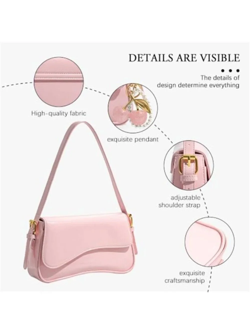 Women's Hobo Shoulder Bag | Cherry Charm Crossbody Purse | Cute Retro Handbag